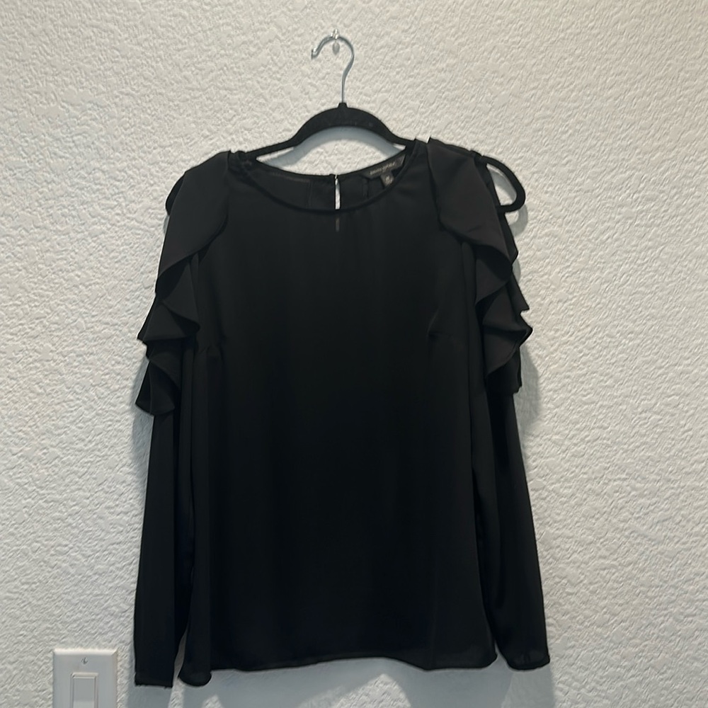 Banana Republic black long sleeve cold shoulder top